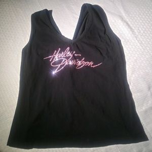 Harley Davidson Pink Bling/Rhinestone Tieback tank